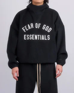 Outlet Fear of God Essentials Brushed Yarn Hoodie Black