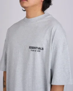 Hot Fear of God Essentials Jersey Logo T-Shirt Light Heather Grey