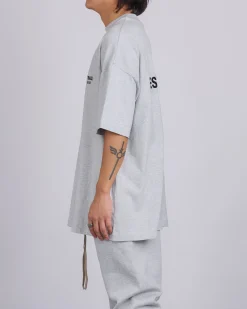 Hot Fear of God Essentials Jersey Logo T-Shirt Light Heather Grey