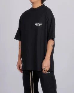 Clearance Fear of God Essentials Jersey Logo T-Shirt Black