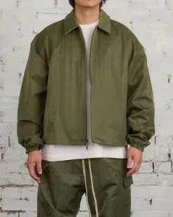 Outlet Fear of God Essentials Textured Nylon Trucker Jacket Military