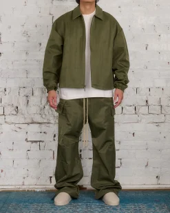 Outlet Fear of God Essentials Textured Nylon Trucker Jacket Military