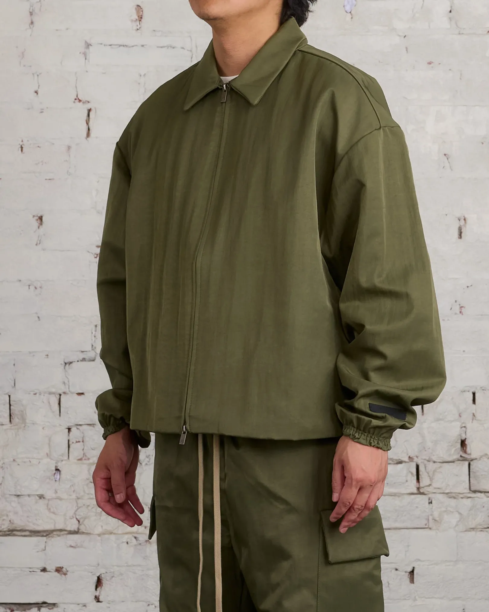 Outlet Fear of God Essentials Textured Nylon Trucker Jacket Military