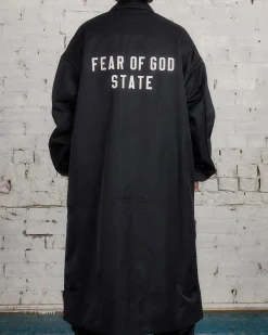 Discount Fear of God Essentials Textured Nylon Trench Coat Black