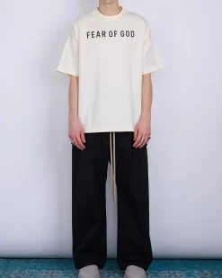Fashion Fear of God Heavyweight Jersey Logo T-Shirt Cream/Black