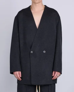 Sale Fear of God Relaxed Lapelless Double Cashmere Blazer Melange Black