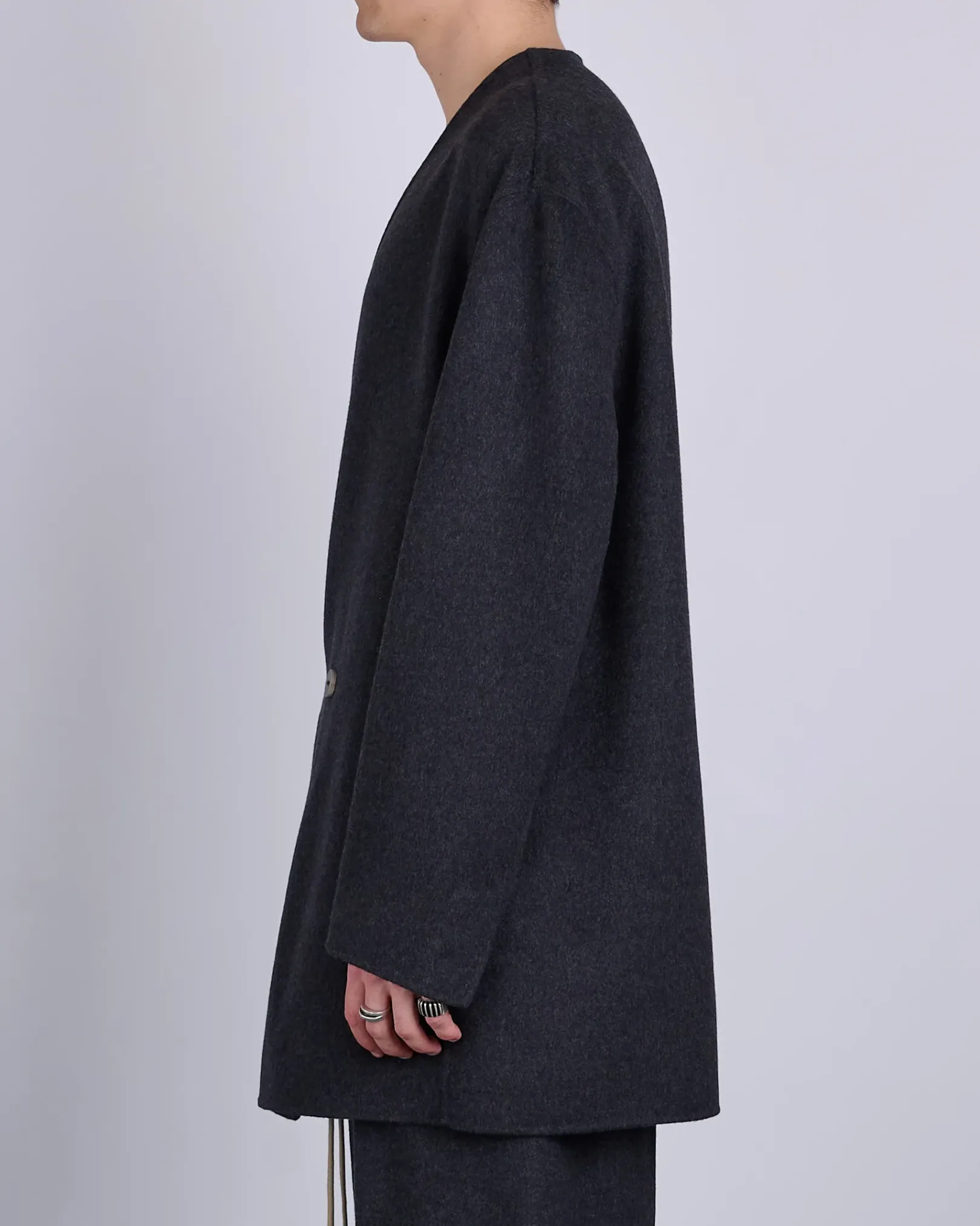 Sale Fear of God Relaxed Lapelless Double Cashmere Blazer Melange Black