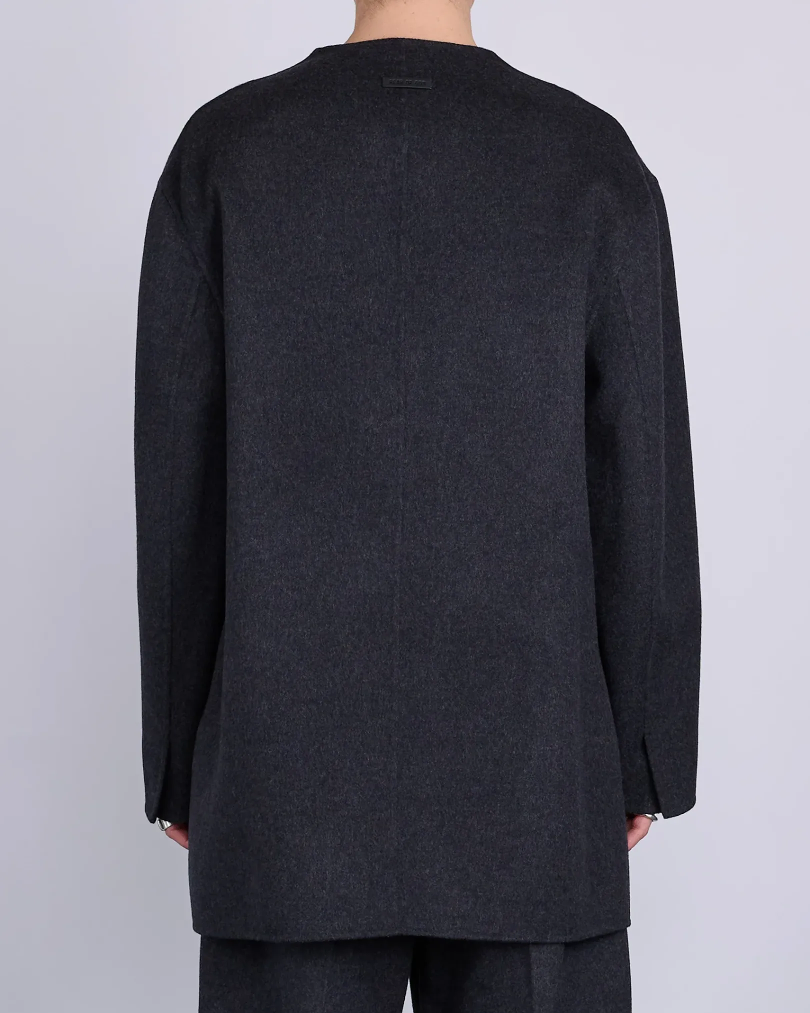 Sale Fear of God Relaxed Lapelless Double Cashmere Blazer Melange Black