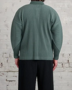 New HOMME PLISSÉ ISSEY MIYAKE Pleats October LS Polo Moss