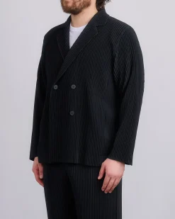 Best HOMME PLISSÉ ISSEY MIYAKE Tailored Pleats Double Breasted Blazer Black