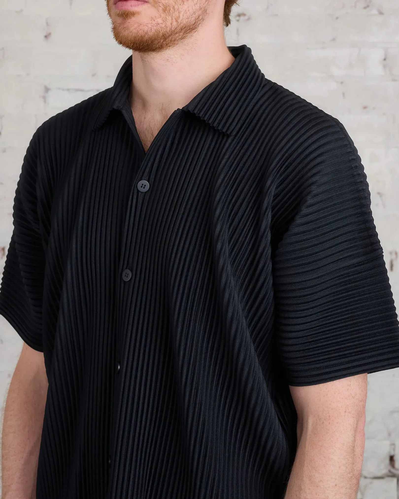Outlet HOMME PLISSÉ ISSEY MIYAKE Pleated July Button Shirt Black