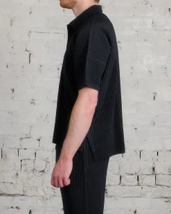 Outlet HOMME PLISSÉ ISSEY MIYAKE Pleated July Button Shirt Black