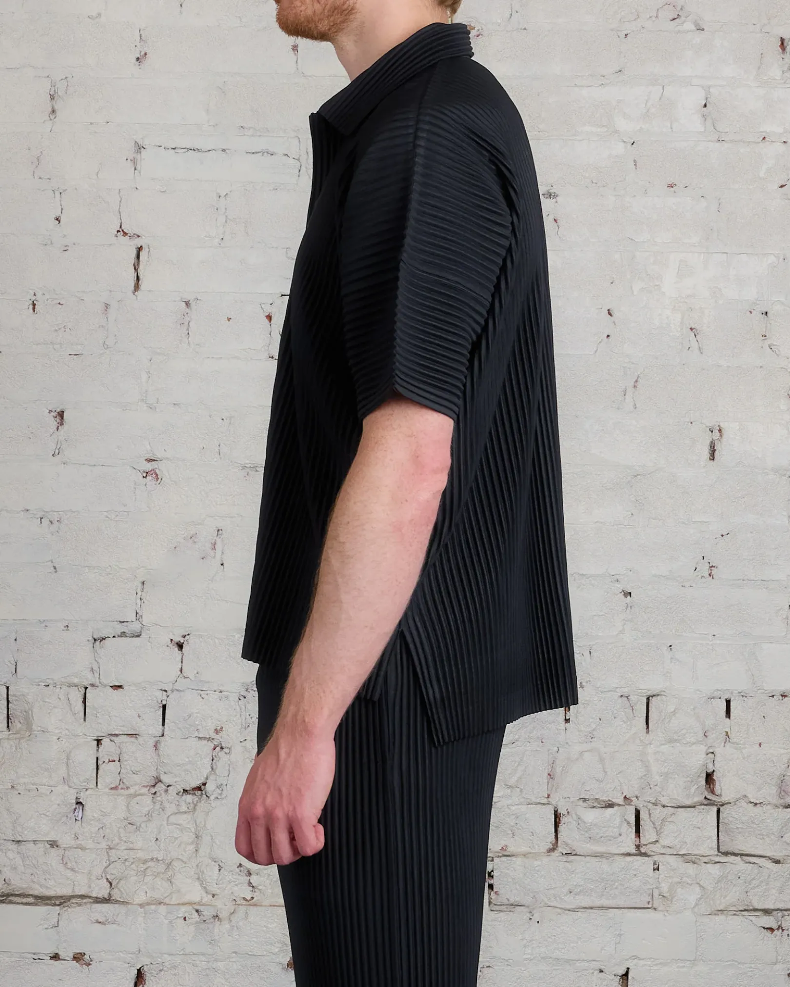Outlet HOMME PLISSÉ ISSEY MIYAKE Pleated July Button Shirt Black