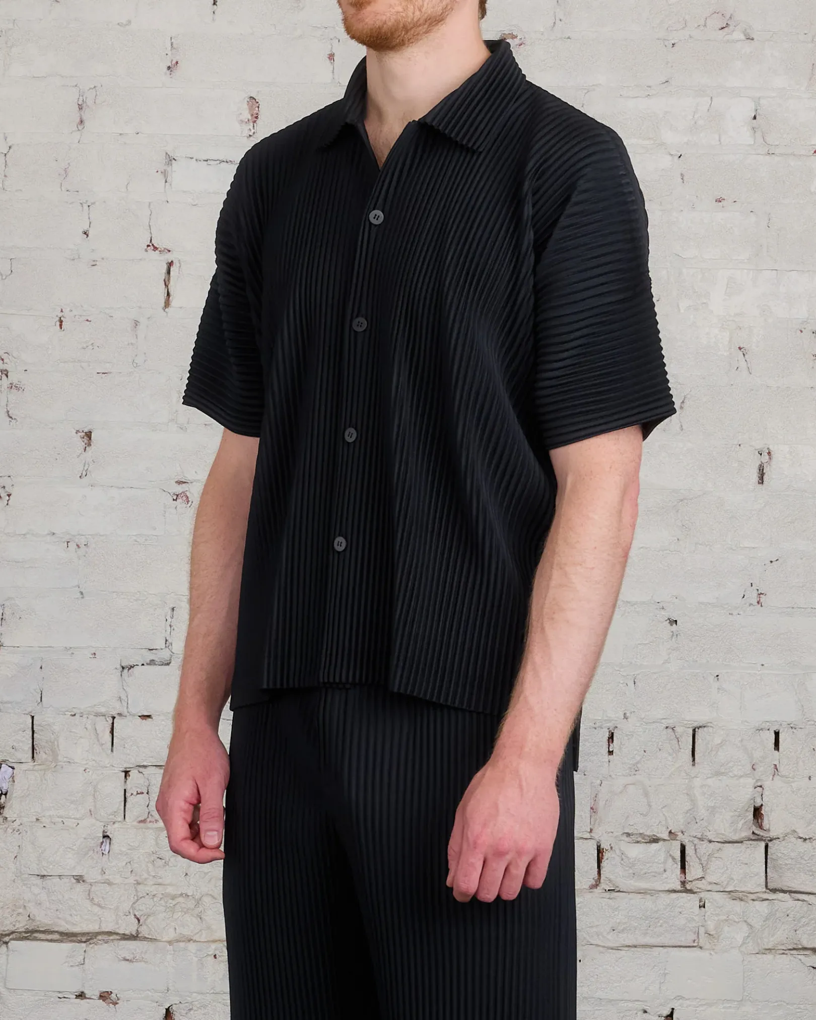 Outlet HOMME PLISSÉ ISSEY MIYAKE Pleated July Button Shirt Black