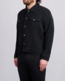 Discount HOMME PLISSÉ ISSEY MIYAKE Wool Like Light Trucker Jacket Black