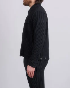 Discount HOMME PLISSÉ ISSEY MIYAKE Wool Like Light Trucker Jacket Black