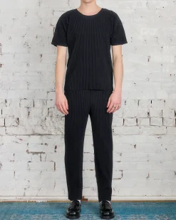 Fashion HOMME PLISSÉ ISSEY MIYAKE Issey Miyake Homme Plisse Basics Crew T-Shirt Black