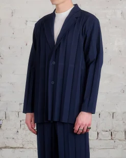 Discount HOMME PLISSÉ ISSEY MIYAKE Issey Miyake Homme Plisse March Edge Jacket Navy