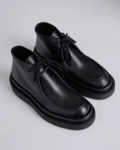 Sale Jil Sander Low Lace Boot Semi-Shiny Leather Black