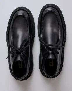 Sale Jil Sander Low Lace Boot Semi-Shiny Leather Black