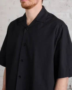 New Jil Sander+ Poplin Camp Button Shirt Black