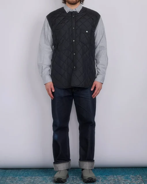 Clearance Junya Watanabe MAN Juyna Watanabe MAN Quilted Poly x Flannel Button Shirt Black Grey