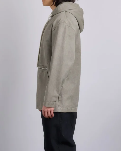 Clearance JW Anderson Clay Canvas Garment Dyed Hoodie Grey