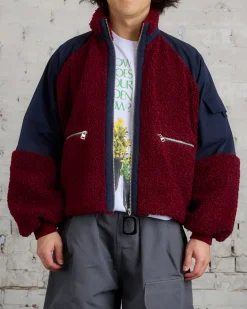 Fashion JW Anderson Colour Block Track Top Burgundy Black