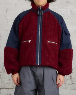 Fashion JW Anderson Colour Block Track Top Burgundy Black