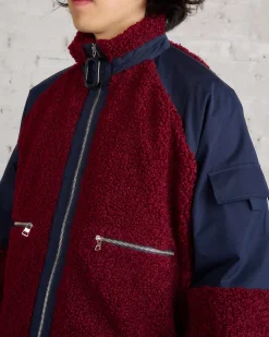 Fashion JW Anderson Colour Block Track Top Burgundy Black