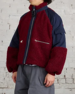 Fashion JW Anderson Colour Block Track Top Burgundy Black