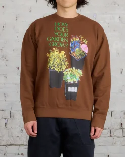 Fashion JW Anderson Flower Pot Print Crewneck Brown