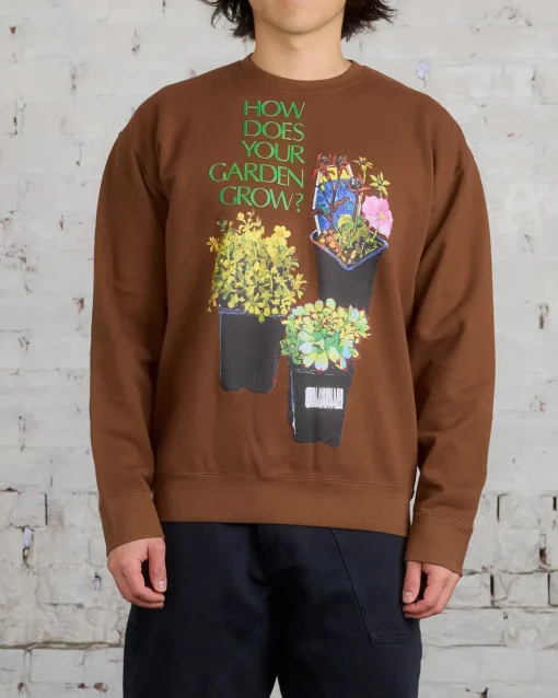 Fashion JW Anderson Flower Pot Print Crewneck Brown
