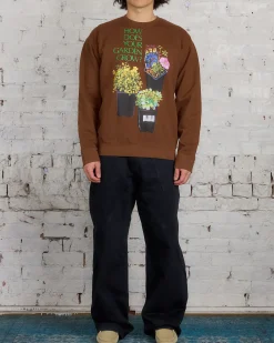 Fashion JW Anderson Flower Pot Print Crewneck Brown