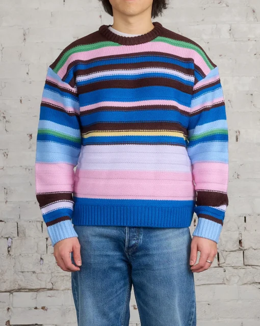 New JW Anderson Multi-Stripe Crewneck Sweater Blue