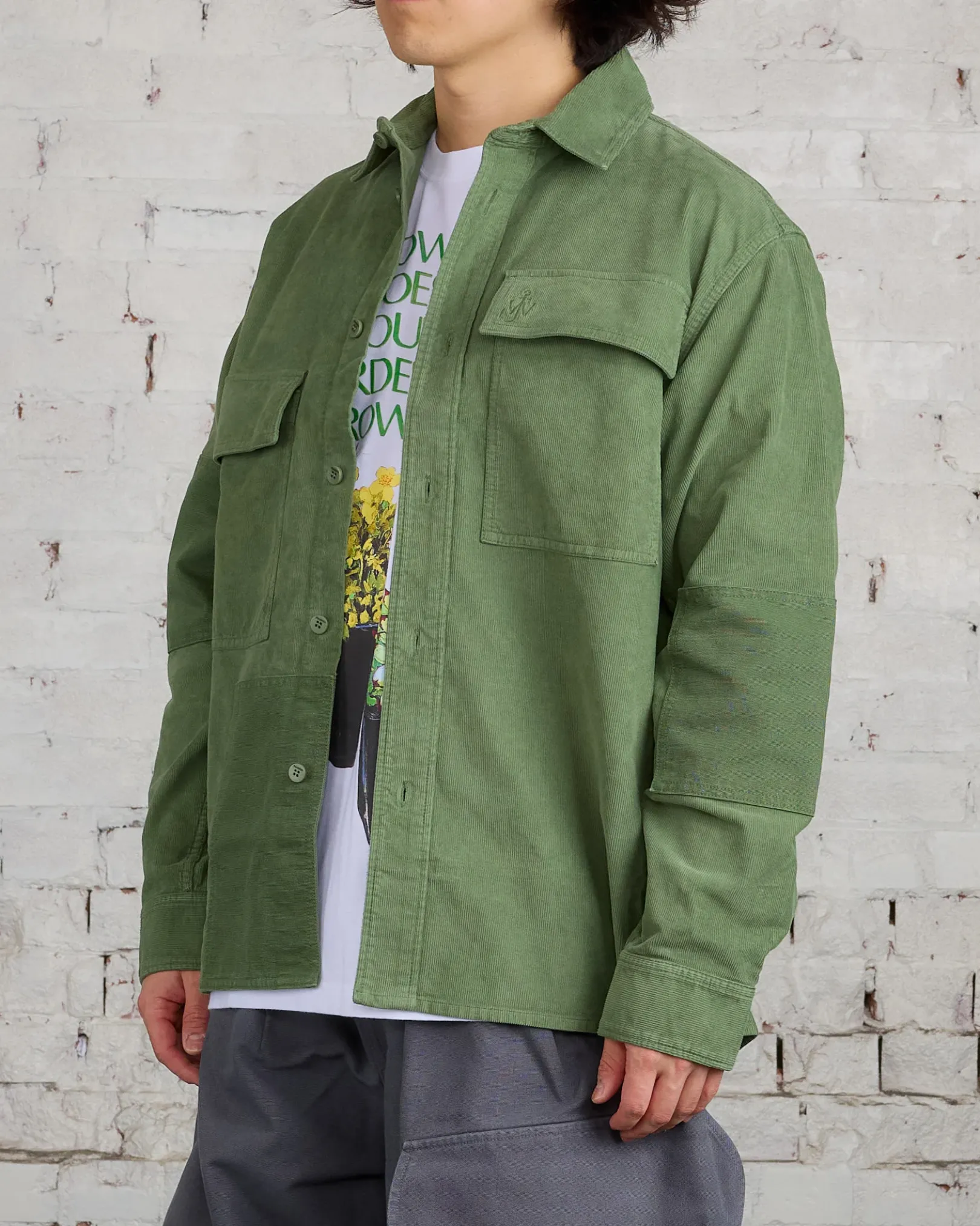 Sale JW Anderson Patchwork Corduroy Overshirt Dark Green
