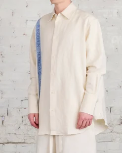 Best JW Anderson Tea Towel Oversized Linen Blend Button Shirt Off White