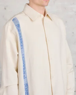 Best JW Anderson Tea Towel Oversized Linen Blend Button Shirt Off White