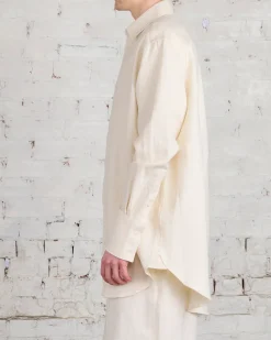 Best JW Anderson Tea Towel Oversized Linen Blend Button Shirt Off White