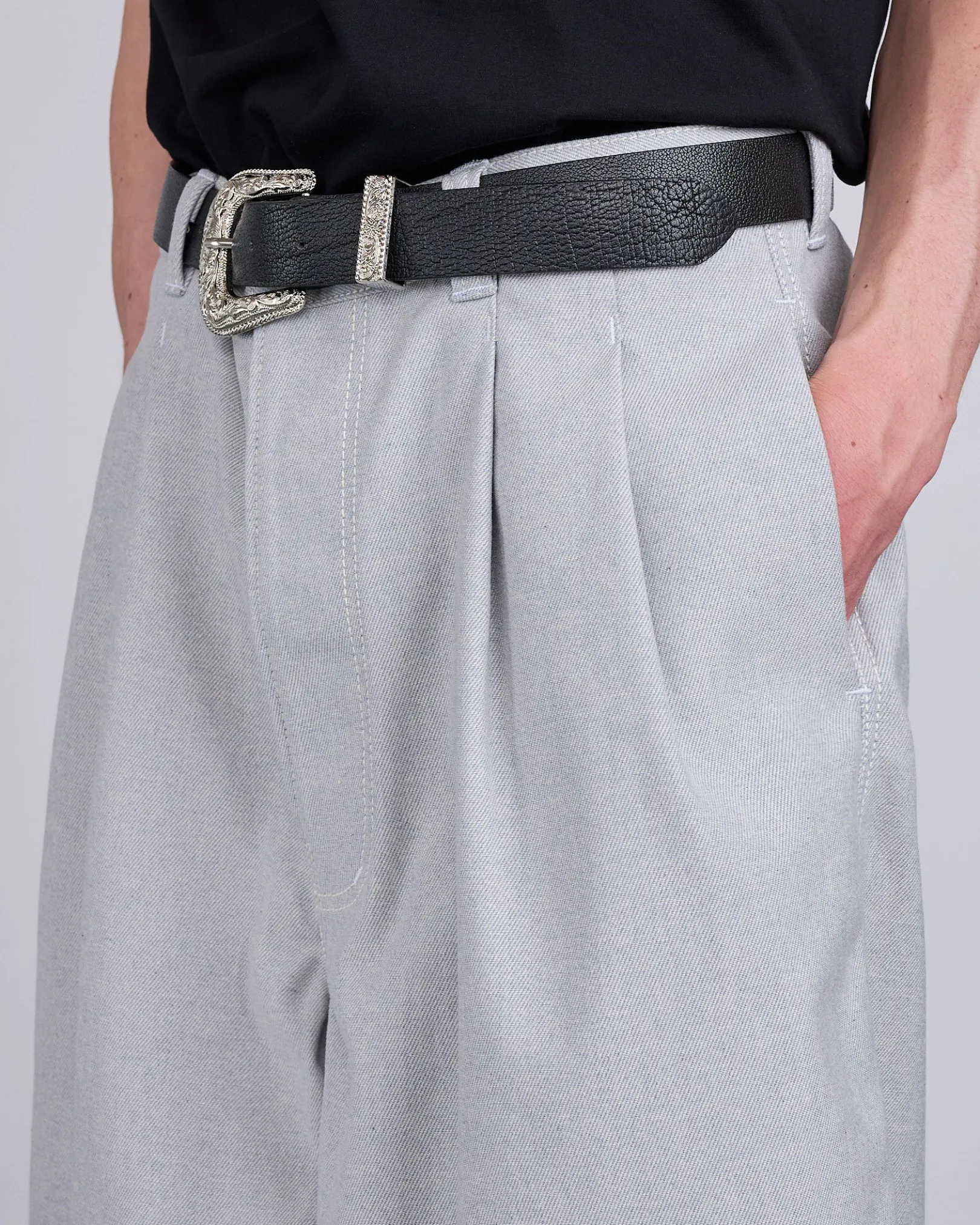 Online LaFrance Double Pleated Denim Light Blue