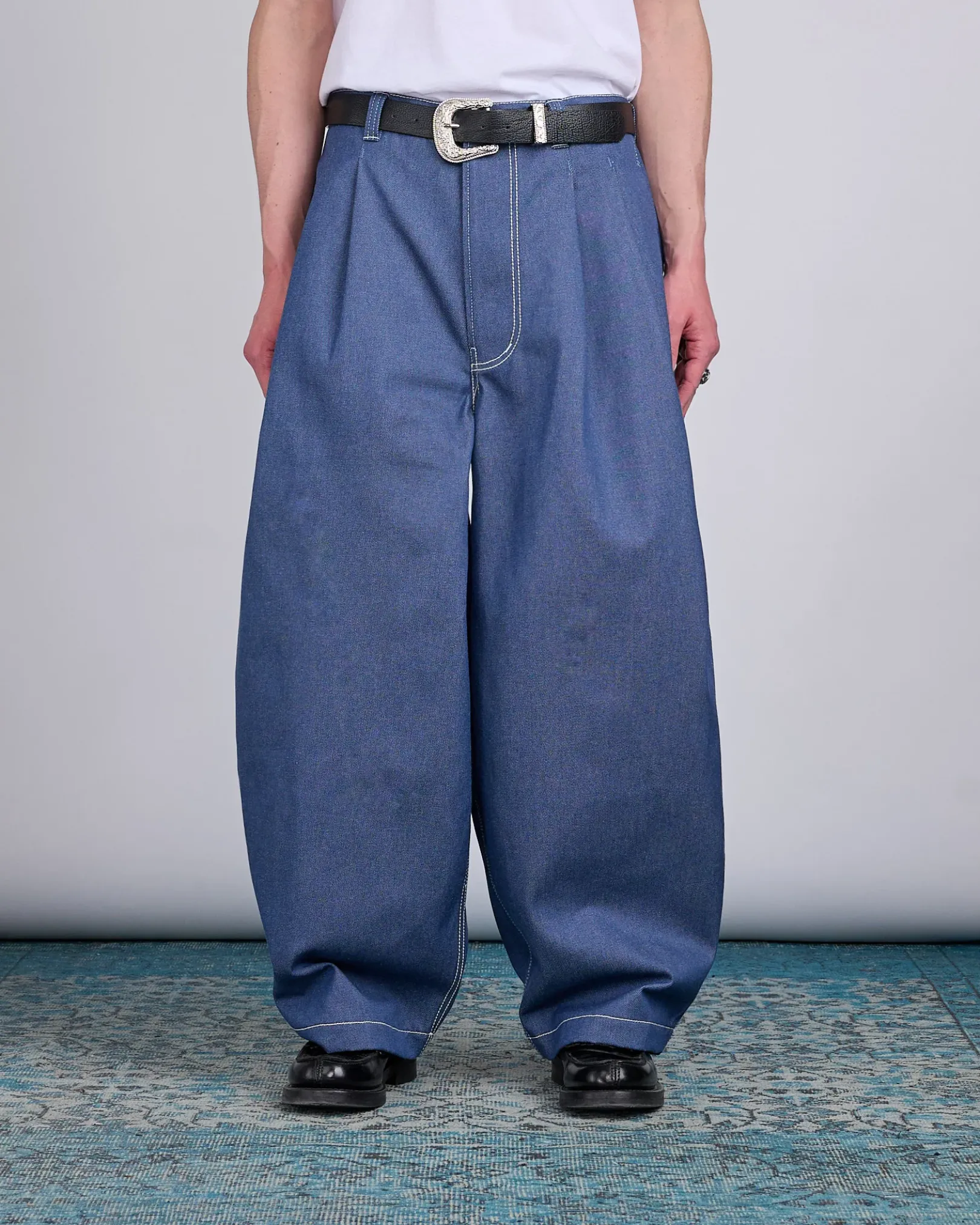 Hot LaFrance Double Pleated Denim Blue