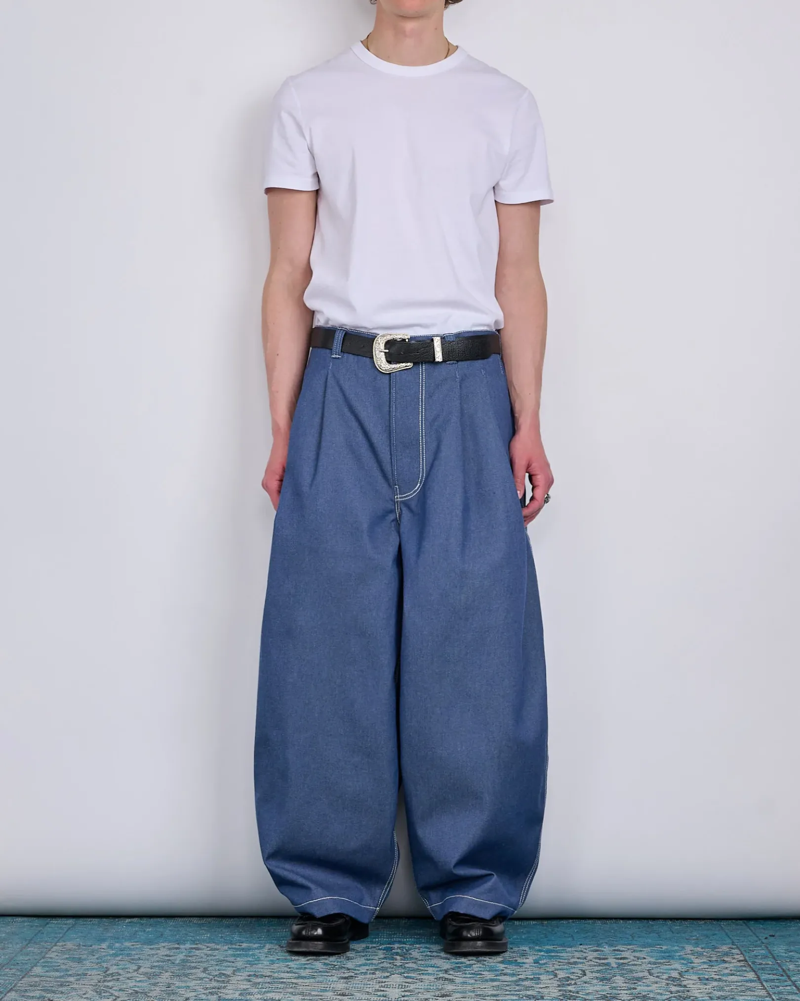 Hot LaFrance Double Pleated Denim Blue