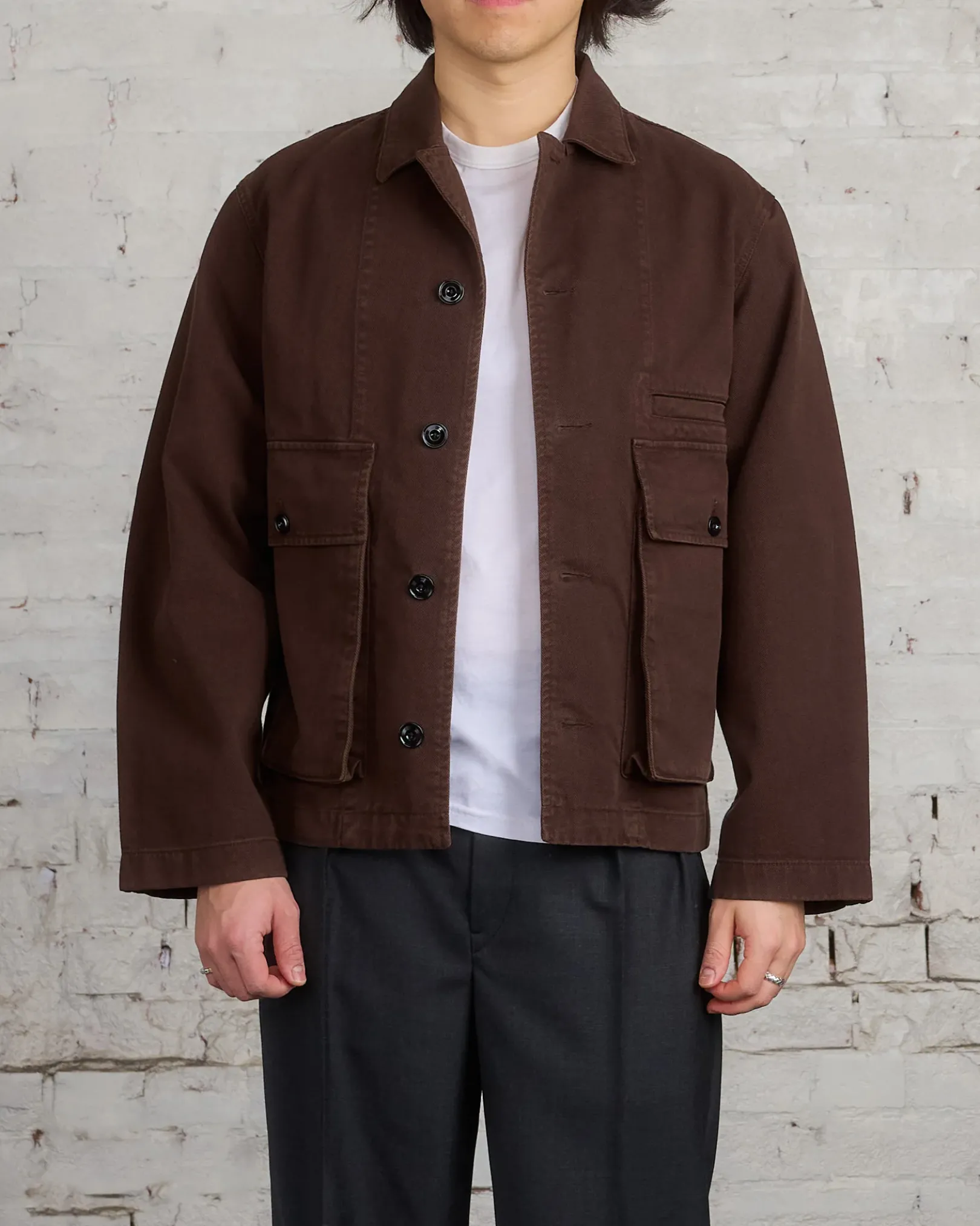 Fashion Lemaire Boxy Heavy Garment Dyed Denim Jacket Espresso