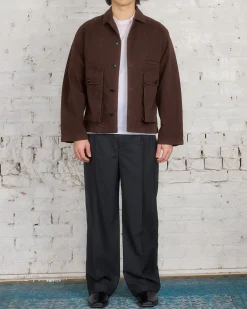 Fashion Lemaire Boxy Heavy Garment Dyed Denim Jacket Espresso