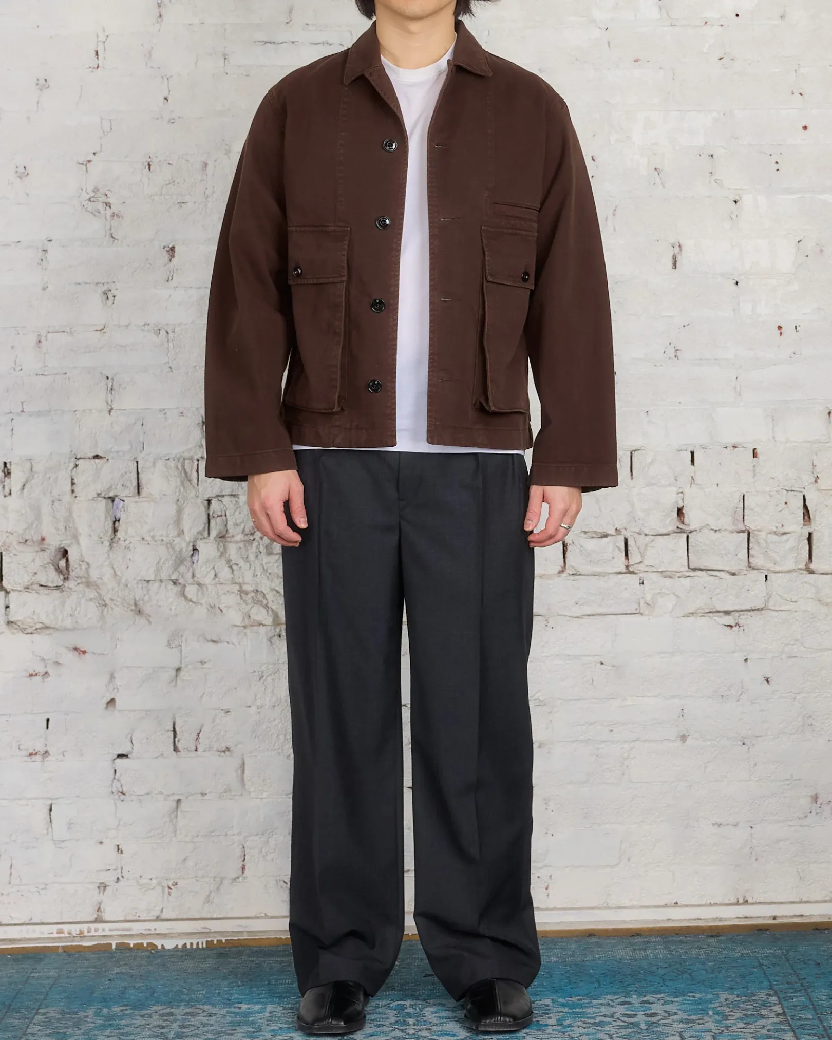 Fashion Lemaire Boxy Heavy Garment Dyed Denim Jacket Espresso