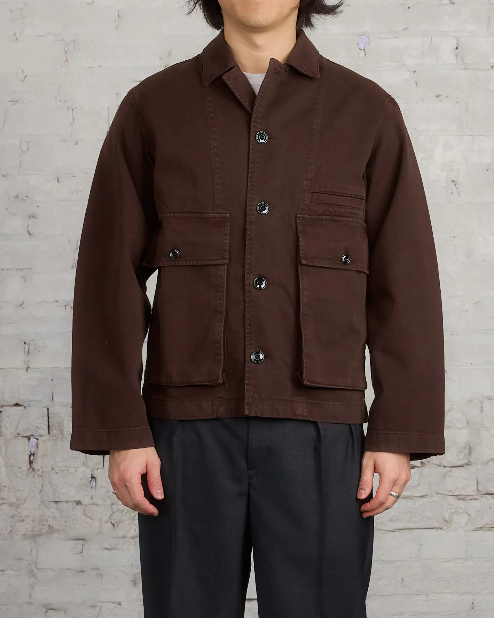 Fashion Lemaire Boxy Heavy Garment Dyed Denim Jacket Espresso