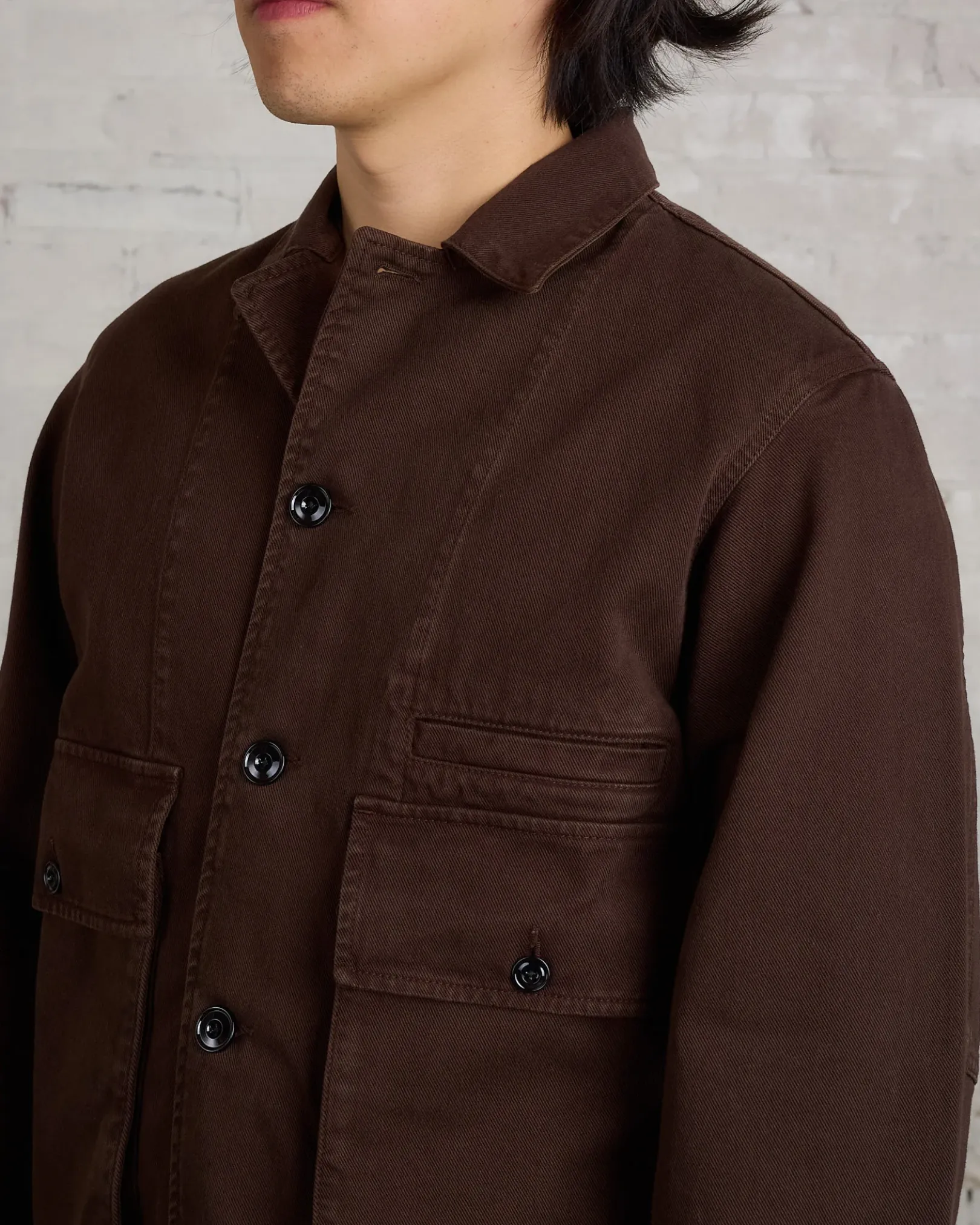 Fashion Lemaire Boxy Heavy Garment Dyed Denim Jacket Espresso