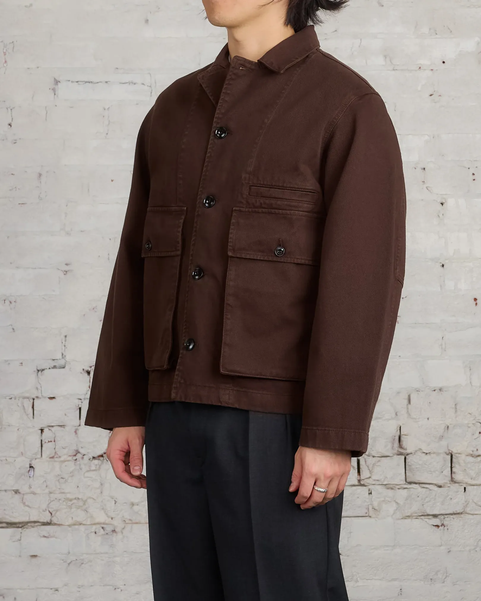 Fashion Lemaire Boxy Heavy Garment Dyed Denim Jacket Espresso