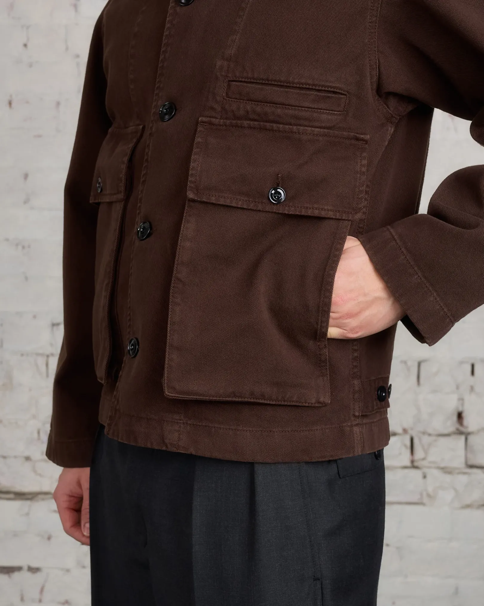 Fashion Lemaire Boxy Heavy Garment Dyed Denim Jacket Espresso