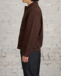 Fashion Lemaire Boxy Heavy Garment Dyed Denim Jacket Espresso